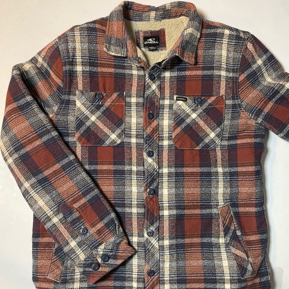 O'Neill Standard Fit Sherpa Lined Plaid Flannel Jacket Shirt Men’s Small